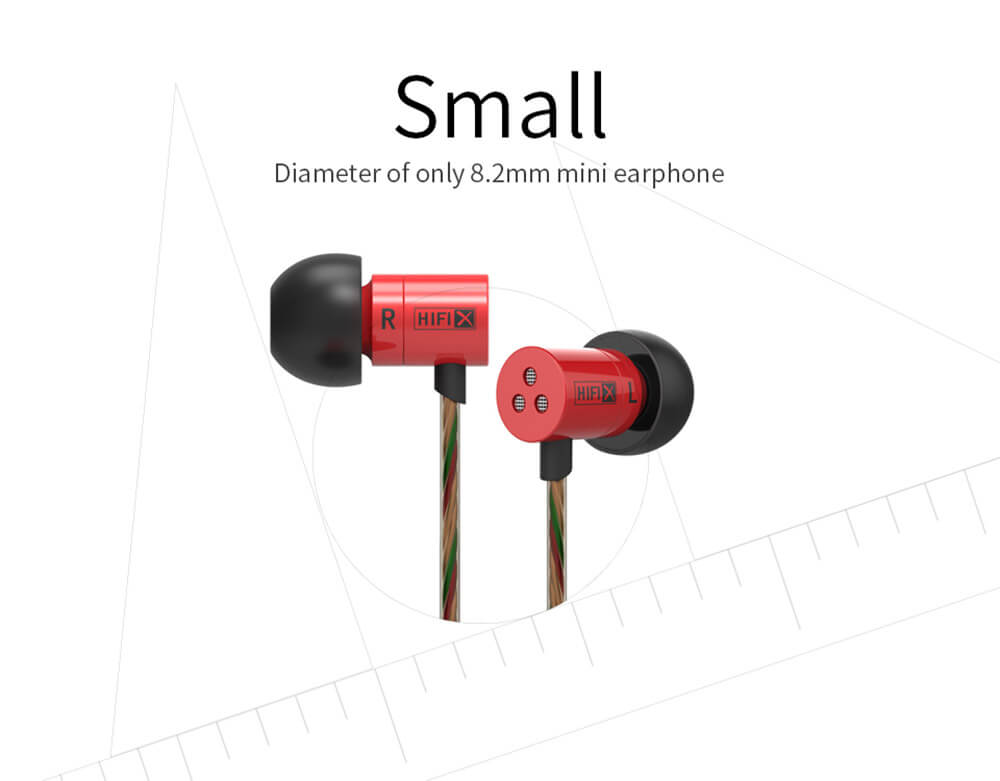 KZ HDS1 Miniature 3.5mm In-ear Earphone HIFI Wire Headphone Metal Bass Stereo Dynamic Headset with Mic - Red