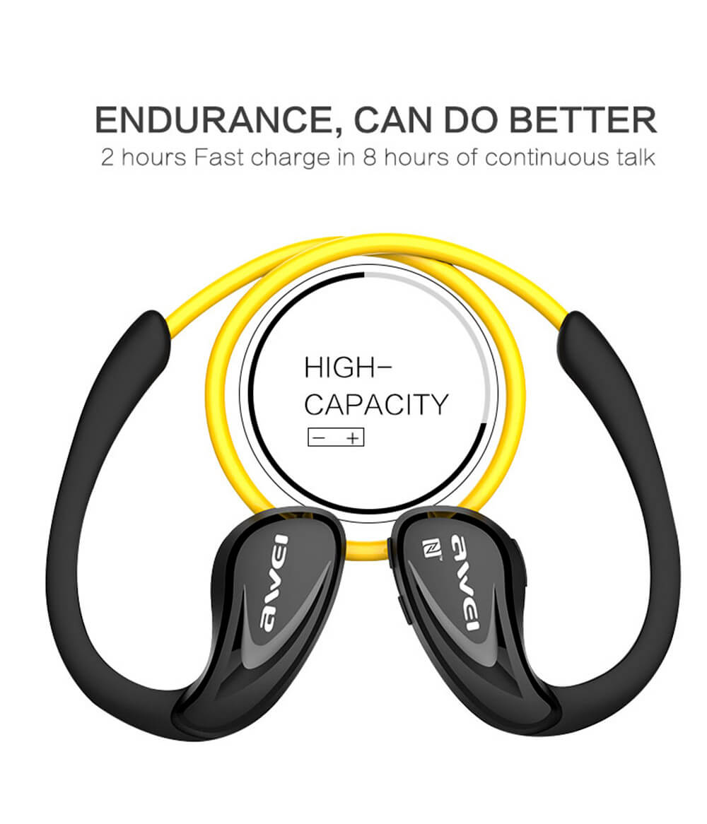 Awei A880BL Wireless Bluetooth V4.0 Headphones Sports Stereo Earphones - Yellow