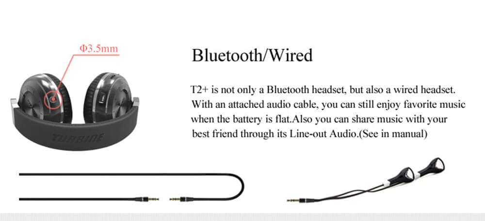 Bluedio T2+ Bluetooth4.1 Wireless Stereo Headphone TF Card FM Music Headset - Blue