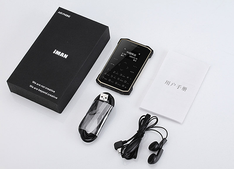 iMAN S1 PRO 7.2mm Ultra Thin 1 Inch HD MT6261D Single Core IP67 Cell Phone Mini Pocket Card Waterproof Shockproof Bluetooth Pedometer - Black