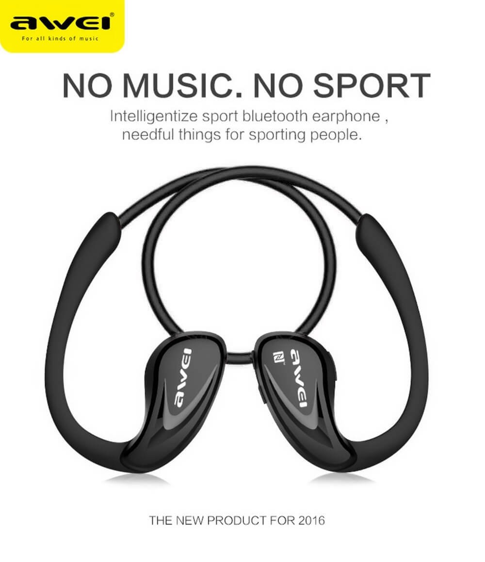 Awei A880BL Wireless Bluetooth V4.0 Headphones Sports Stereo Earphones - Black