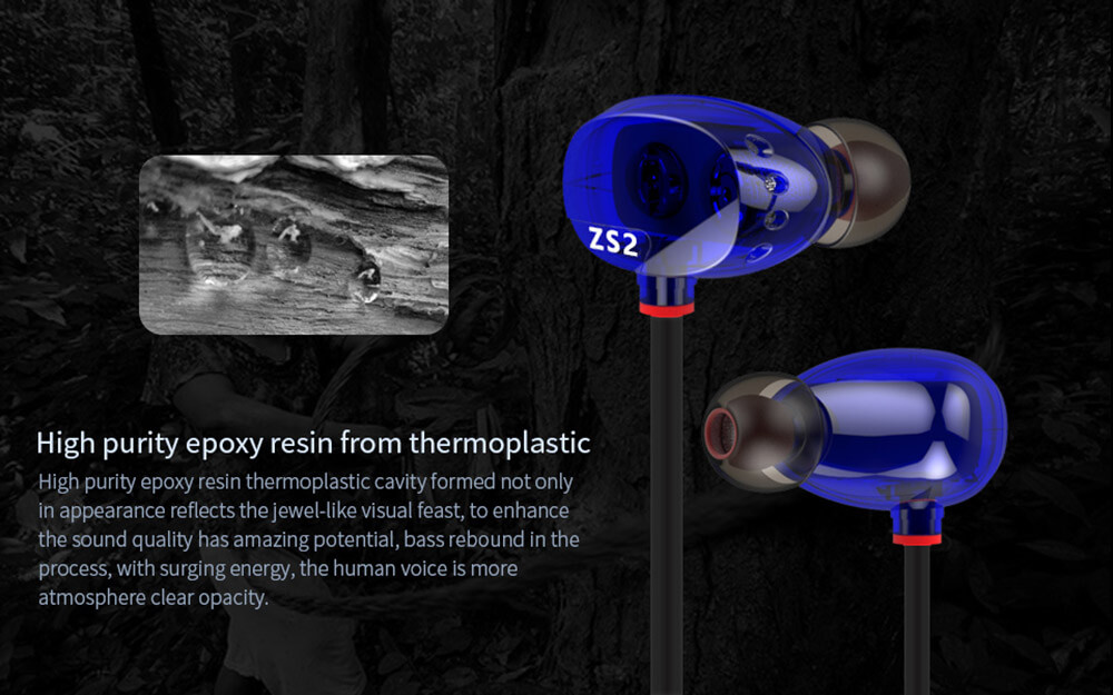 Original KZ ZS2 In-ear Dual Dynamic Unit Heavy Bass Headphone with Mic for Xiaomi Samsung iPhone