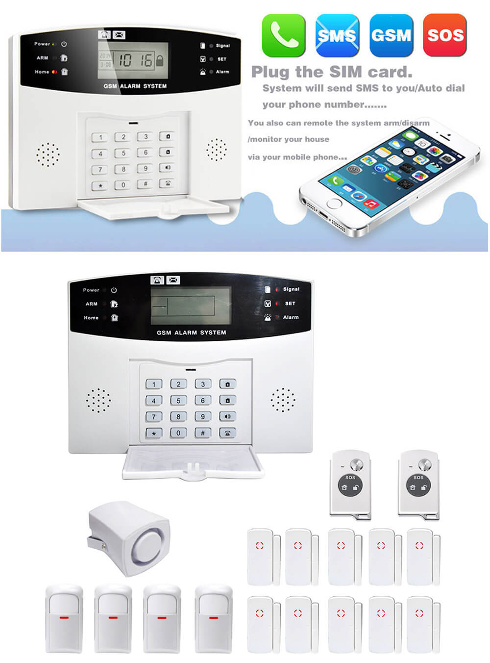YA-500-GSM-26 LCD Wireless GSM Autodial SMS Home House Office Security Burglar Alarm System