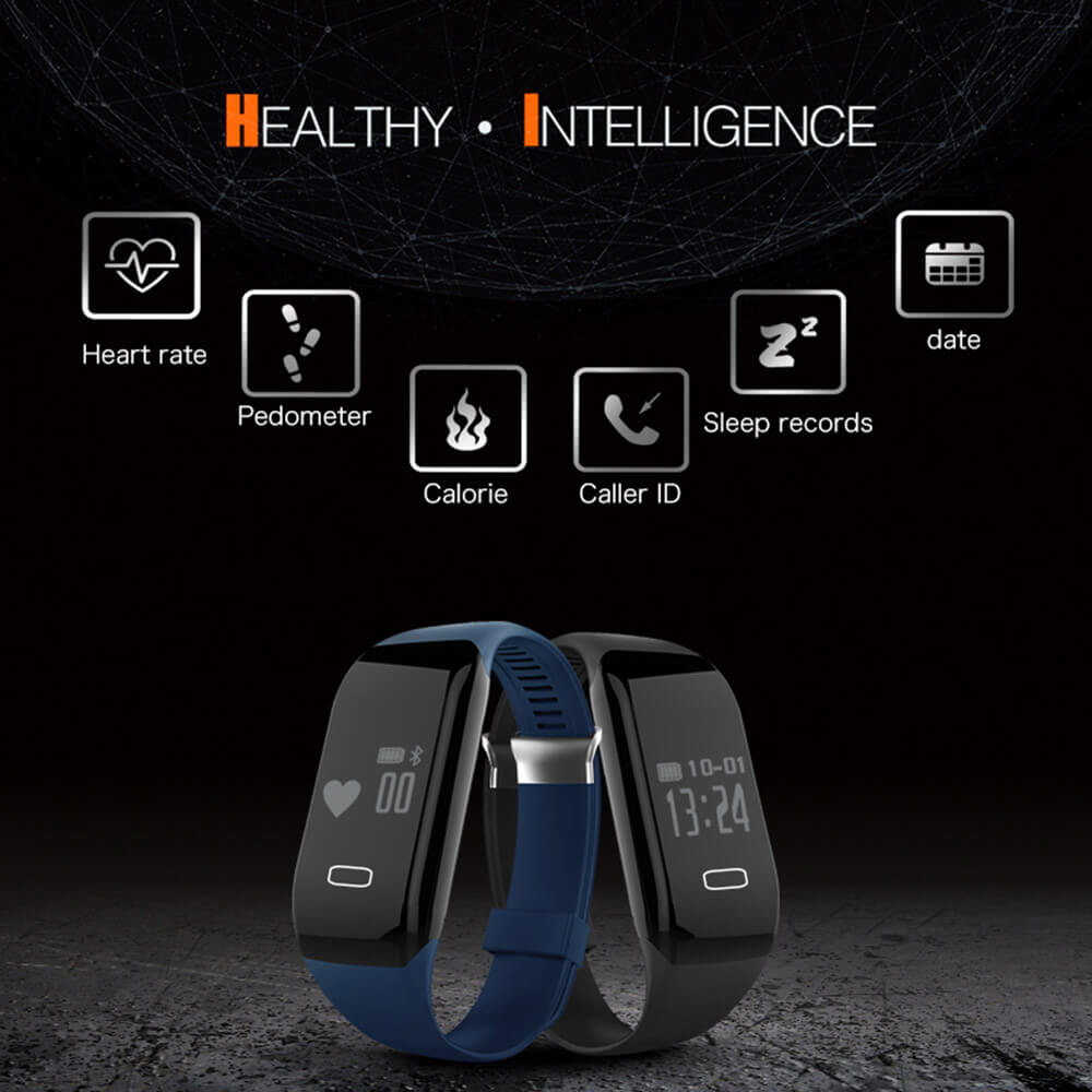 B3 Bluetooth 4.0 Smartband Pulse Heart Rate Monitor Sports Fitness Sleep Tracker Call Reminder for iOS Android - Blue