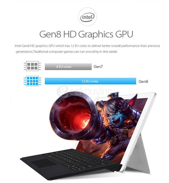 Cube iWork12 2in1 Ultrabook Tablet Intel Cherry Trail Z8300 12.2 inch Windows10 + Android 5.1 4GB/64GB Quad Core 1.84GHz IPS 1920*1200 HDMI - Silver
