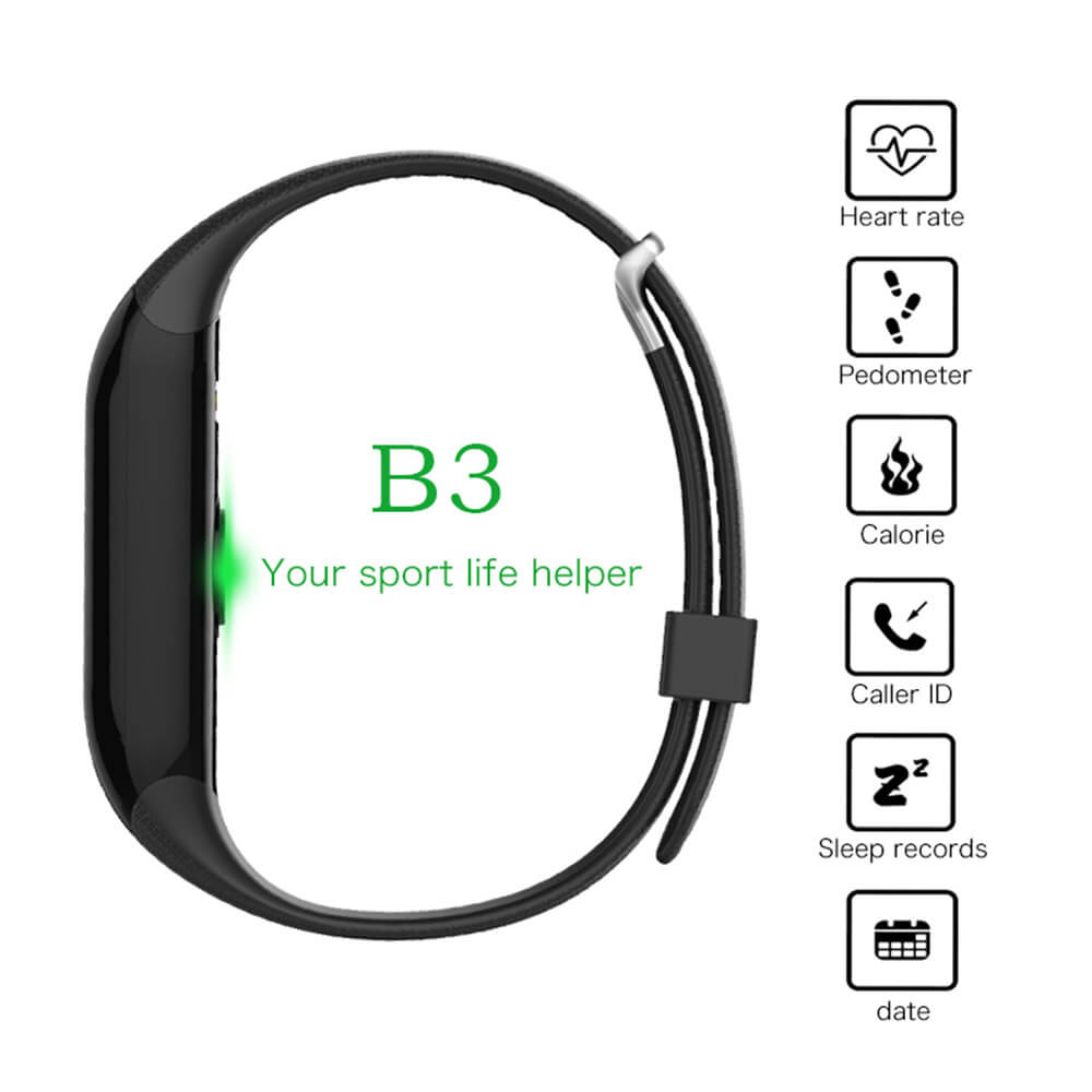 B3 Bluetooth 4.0 Smartband Pulse Heart Rate Monitor Sports Fitness Sleep Tracker Call Reminder for iOS Android - Blue