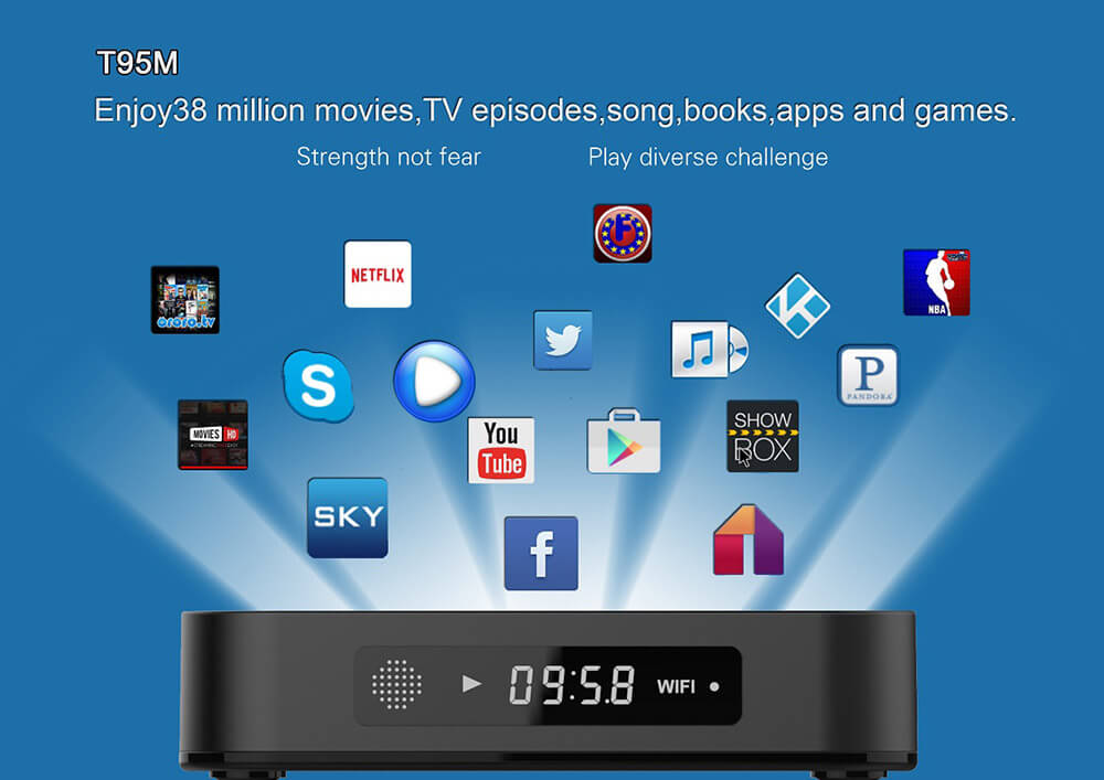 T95M Amlogic S905 Android 5.1 4K TV BOX 2G/8G 802.11 b/g/n LAN KODI HDMI Dolby 3G - Black