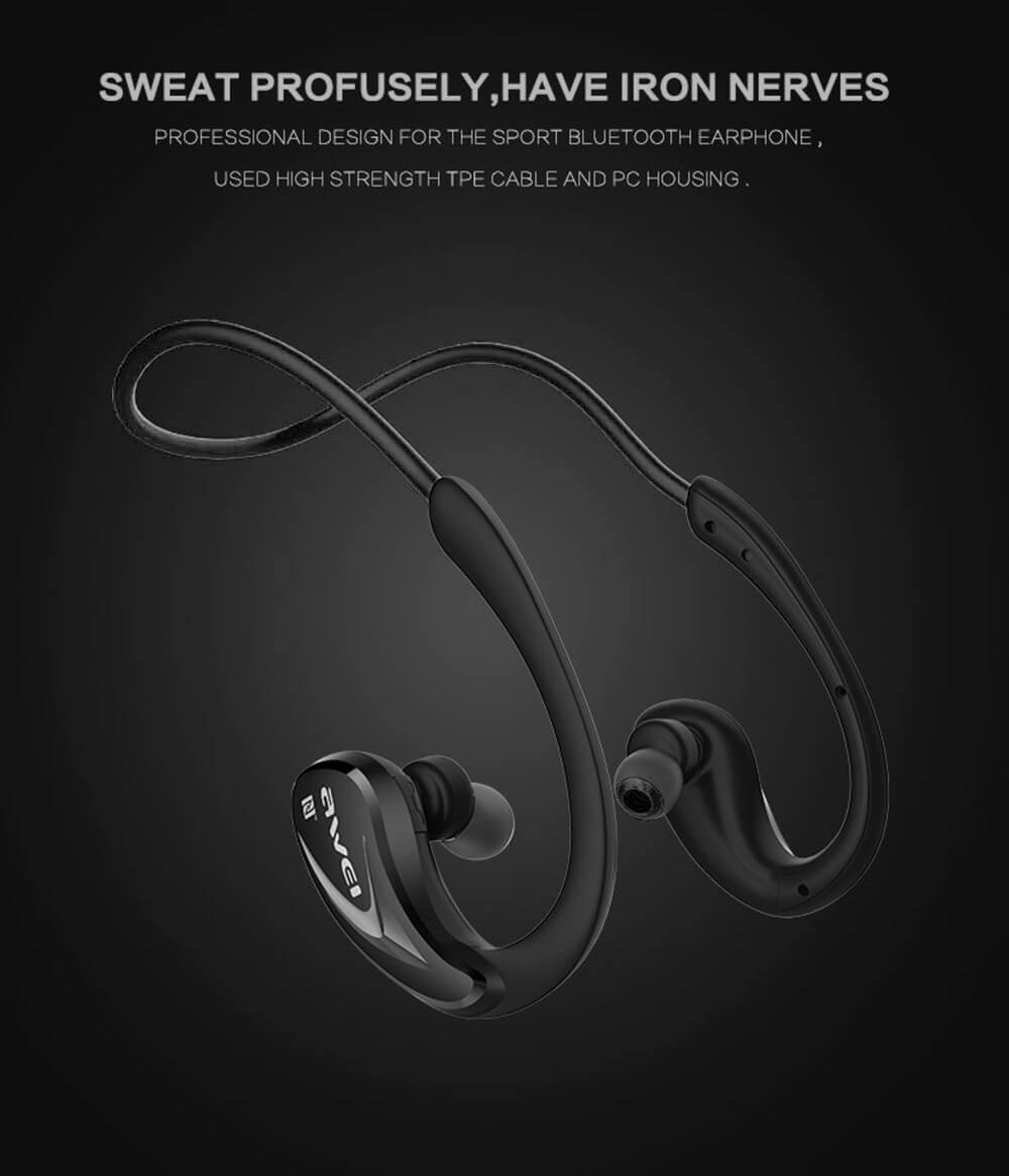 Awei A880BL Wireless Bluetooth V4.0 Headphones Sports Stereo Earphones - Black