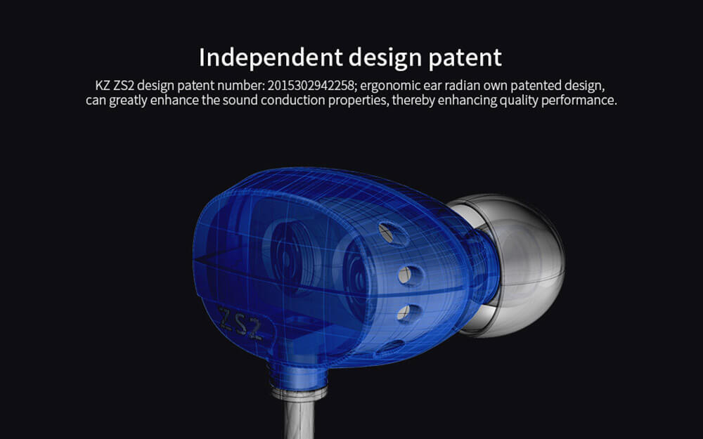 Original KZ ZS2 In-ear Dual Dynamic Unit Heavy Bass Headphone with Mic for Xiaomi Samsung iPhone