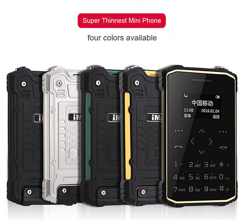 iMAN S1 PRO 7.2mm Ultra Thin 1 Inch HD MT6261D Single Core IP67 Cell Phone Mini Pocket Card Waterproof Shockproof Bluetooth Pedometer - Black