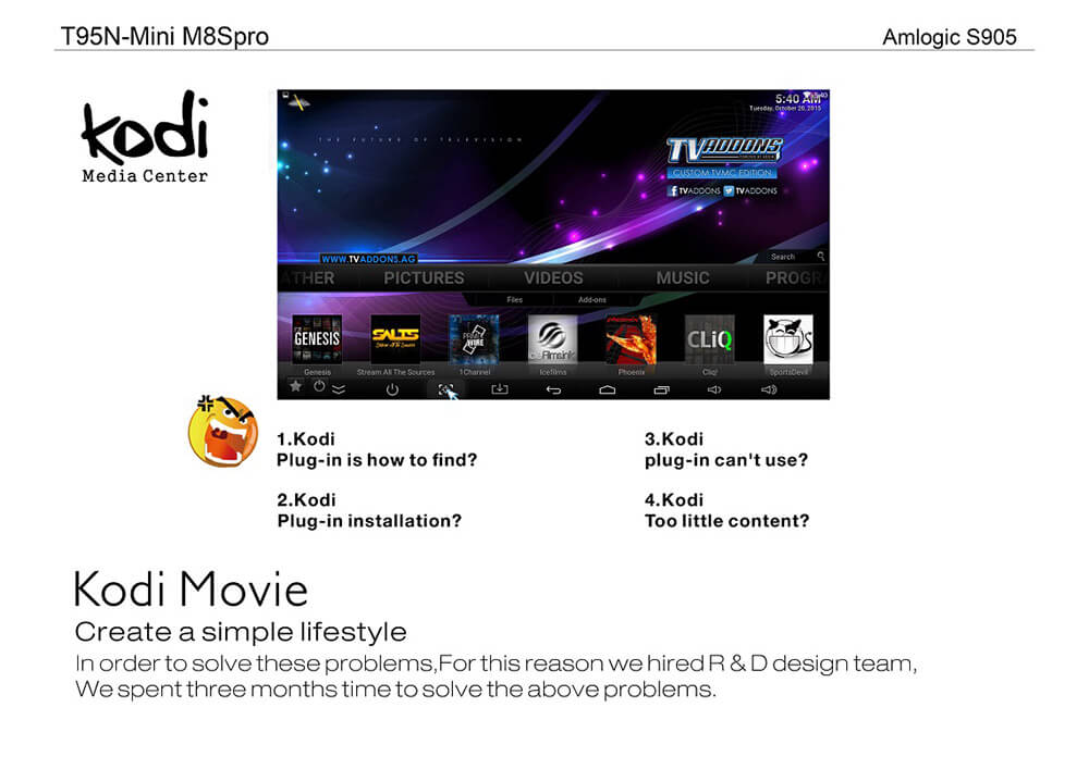 T95N-Mini M8Spro 4K Android 5.1 Amlogic S905 TV BOX 2G/8G 802.11 b/g/n LAN KODI HDMI Dolby 3G - Black