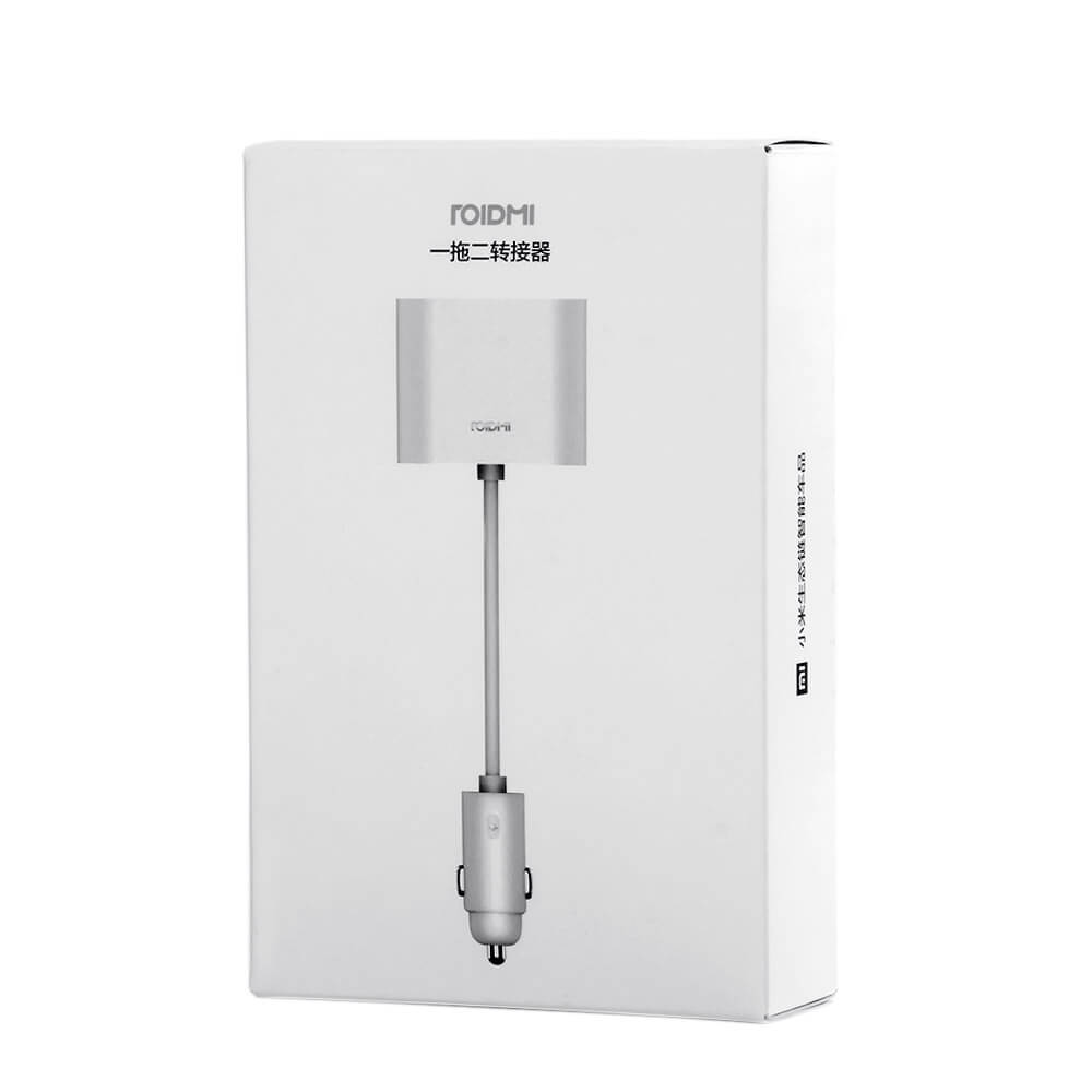 Original Xiaomi ROIDMI 1 to 2 Car Charger Adapter Dual Cigarette Lighter Splitter - White