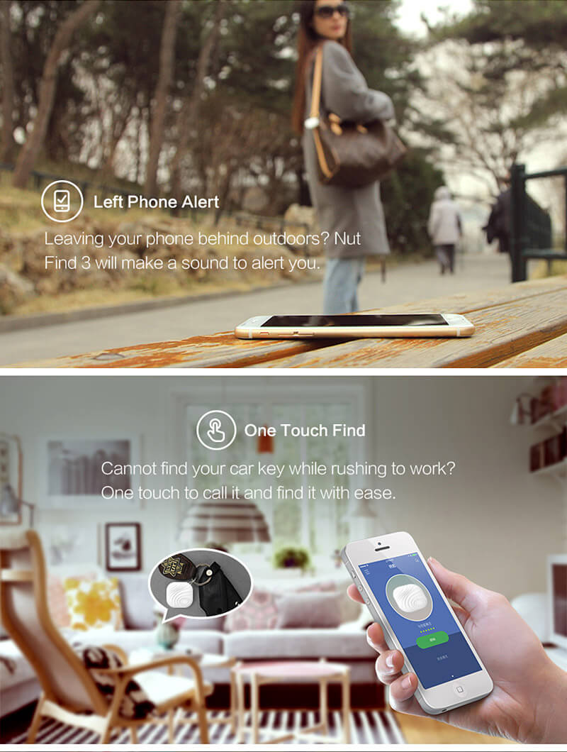 Nut3 Multifunctional Smart Finder WiFi Bluetooth Tracker Locator Wallet Phone Key Anti-lost Alarm - White