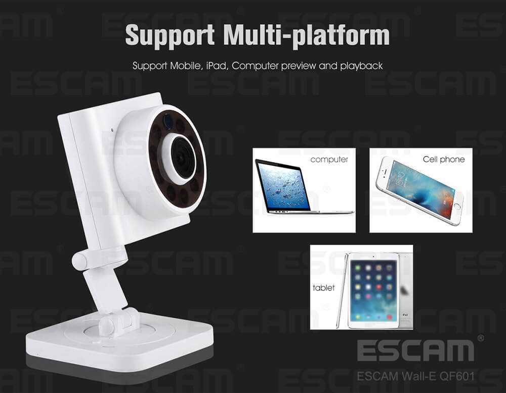 ESCAM Wall-E QF601 WiFi IP Camera 720P 110 Degrees Wide Angle 2.8mm Lens Onvif Network Camera Night Vision