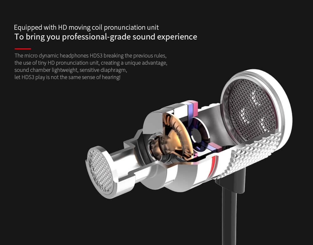 KZ HDS3 Bass Stereo In Ear Earphones Music Sports Headset - Silver Gray