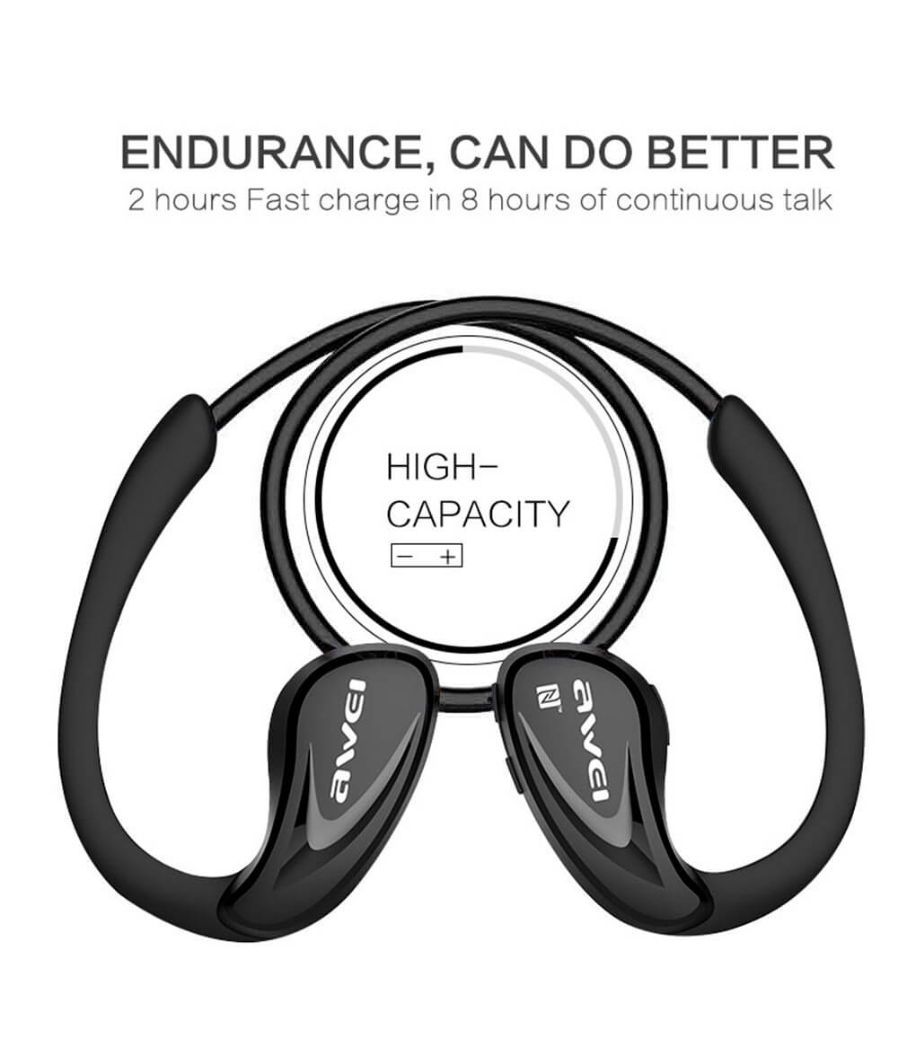 Awei A880BL Wireless Bluetooth V4.0 Headphones Sports Stereo Earphones - Black