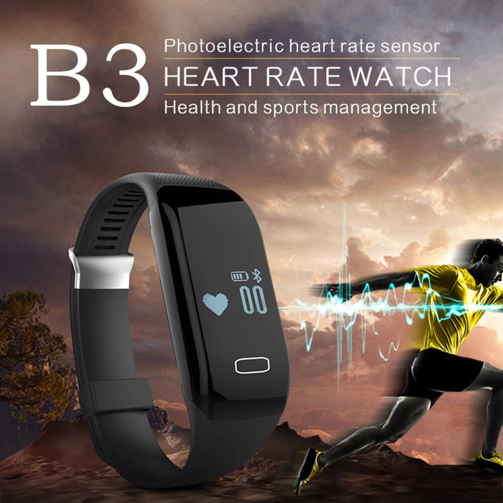 B3 Bluetooth 4.0 Smartband Pulse Heart Rate Monitor Sports Fitness Sleep Tracker Call Reminder for iOS Android - Blue