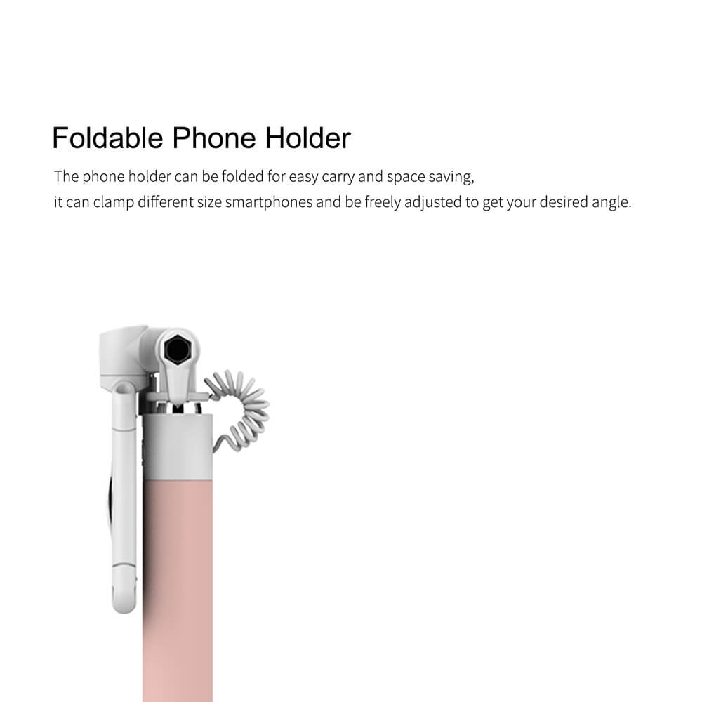 ROCK Monopod With 3.5mm Audio Cable Wire Control Selfie Stick For Smartphones - Black
