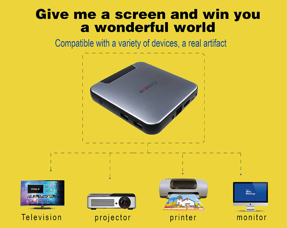Cenovo MINI PC 2 Intel Cherry Trail Z8300 Windows Smart Mini PC 2G/32G 2.4G WiFi LAN HDMI 1080P OTG - Silver+Black