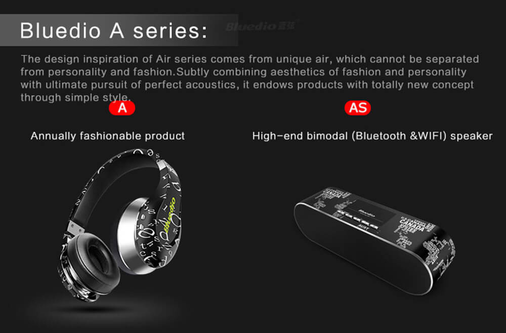 Bluedio AS Bluetooth4.1 WiFi Speaker Music Player Dual Mode Loudspeaker for Laptop Mobile Phone - Black