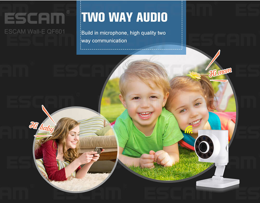 ESCAM Wall-E QF601 WiFi IP Camera 720P 110 Degrees Wide Angle 2.8mm Lens Onvif Network Camera Night Vision