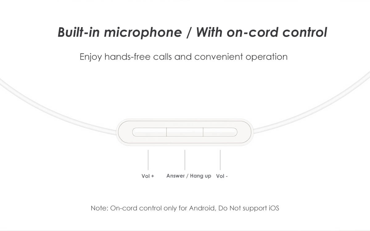 Original Xiaomi Capsule Earphone In-Ear Earphone Wire Control Mic for iPhone iPod Android Smartphones - Black