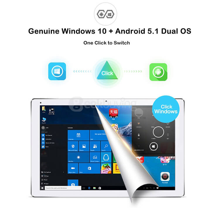 Cube iWork12 2in1 Ultrabook Tablet Intel Cherry Trail Z8300 12.2 inch Windows10 + Android 5.1 4GB/64GB Quad Core 1.84GHz IPS 1920*1200 HDMI - Silver