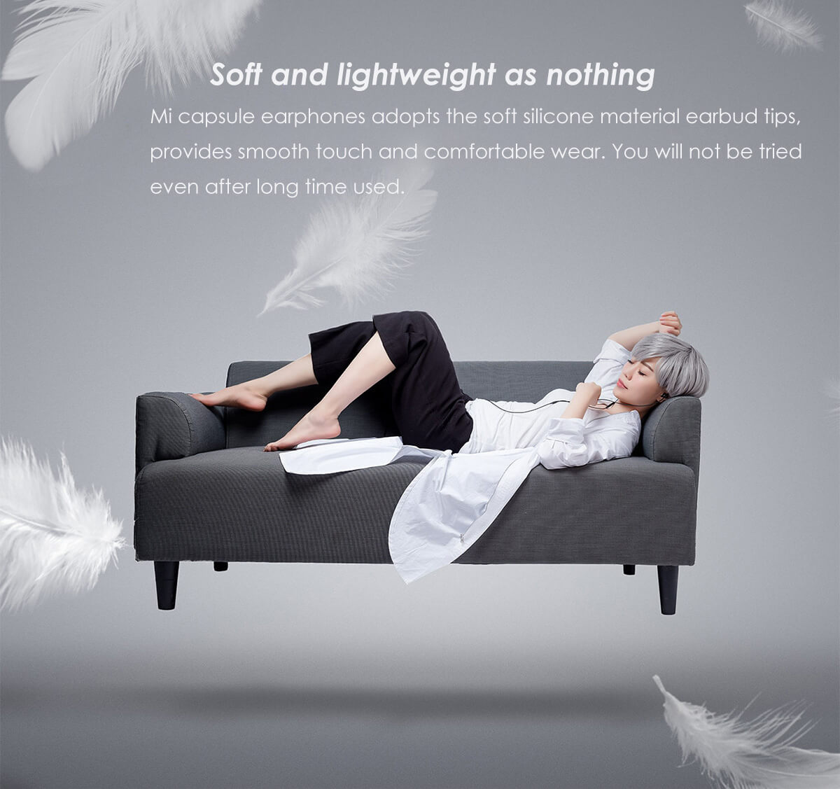 Original Xiaomi Capsule Earphone In-Ear Earphone Wire Control Mic for iPhone iPod Android Smartphones - Black