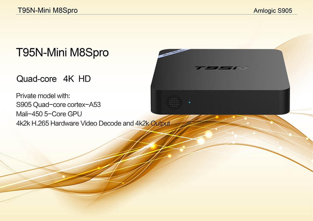 T95N-Mini M8Spro 4K Android 5.1 Amlogic S905 TV BOX 2G/8G 802.11 b/g/n LAN KODI HDMI Dolby 3G - Black
