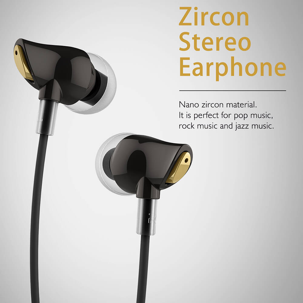 ROCK Zircon Sports Stereo Earphone Composite Vibrating Diaphragm Music Headset - White