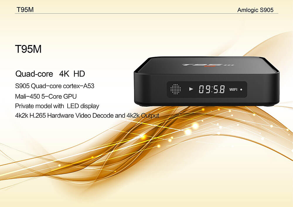 T95M Amlogic S905 Android 5.1 4K TV BOX 1G/8G 802.11 b/g/n LAN KODI HDMI Dolby 3G - Black