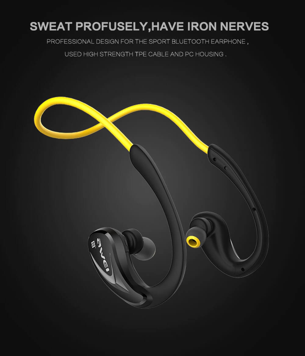 Awei A880BL Wireless Bluetooth V4.0 Headphones Sports Stereo Earphones - Yellow