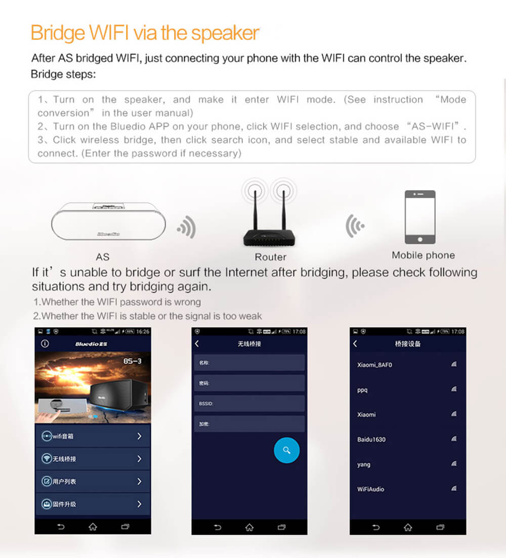 Bluedio AS Bluetooth4.1 WiFi Speaker Music Player Dual Mode Loudspeaker for Laptop Mobile Phone - Black