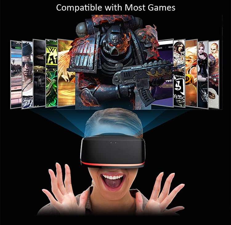 ANTVR Kit 3D Immersive Virtual Reality VR Headset 1080P HD VR Helmet 100FOV Distortion Free for PC - Black