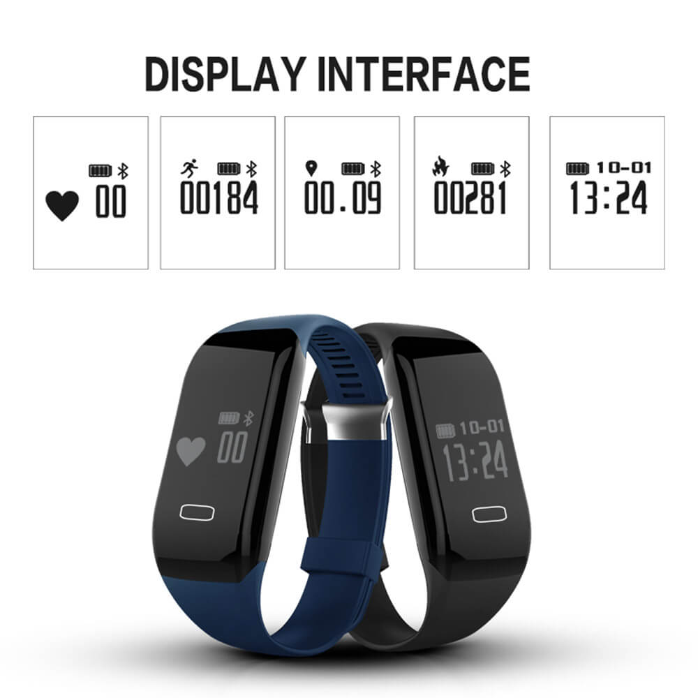 B3 Bluetooth 4.0 Smartband Pulse Heart Rate Monitor Sports Fitness Sleep Tracker Call Reminder for iOS Android - Blue