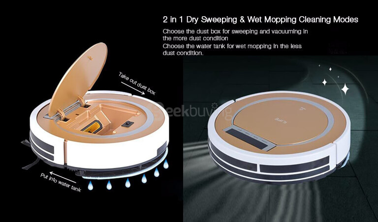 Ilife X5 Sweeping Robot Home Vacuum Cleaner Dust Cleaning with 2600mAh Lithium Battery - Gold