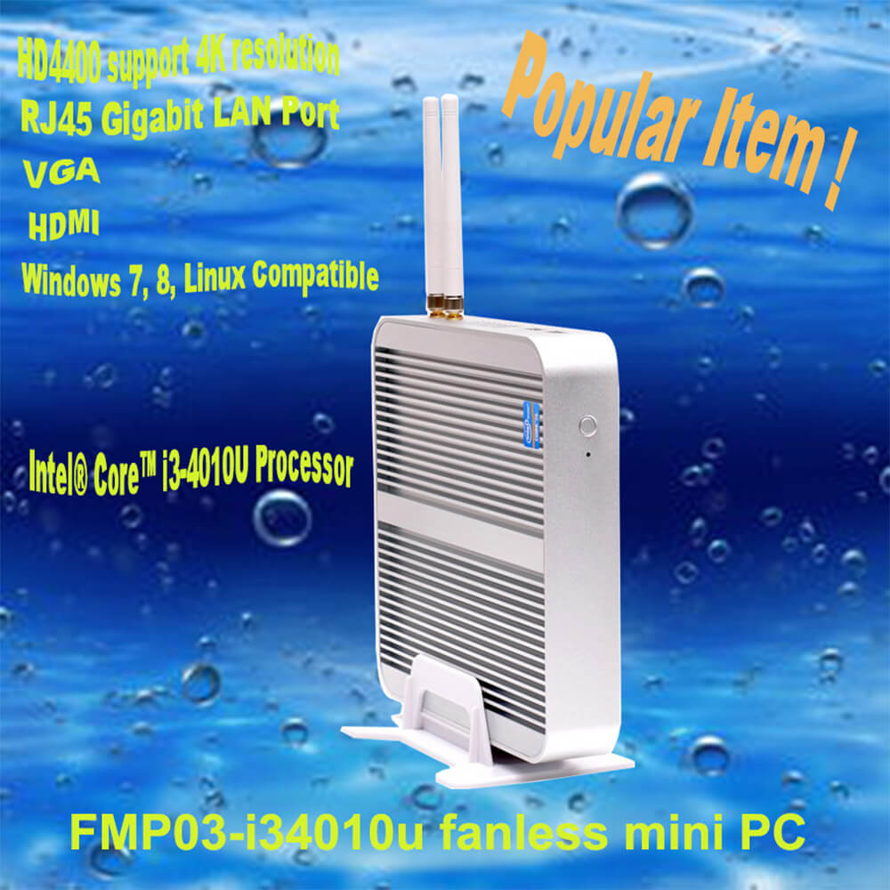 Hystou FMP03 Barebone System Core™ i3-4010U 4G/128G 4K Mini Computer WIFI Gigabit LAN HDMI SATA VGA Fanless - White