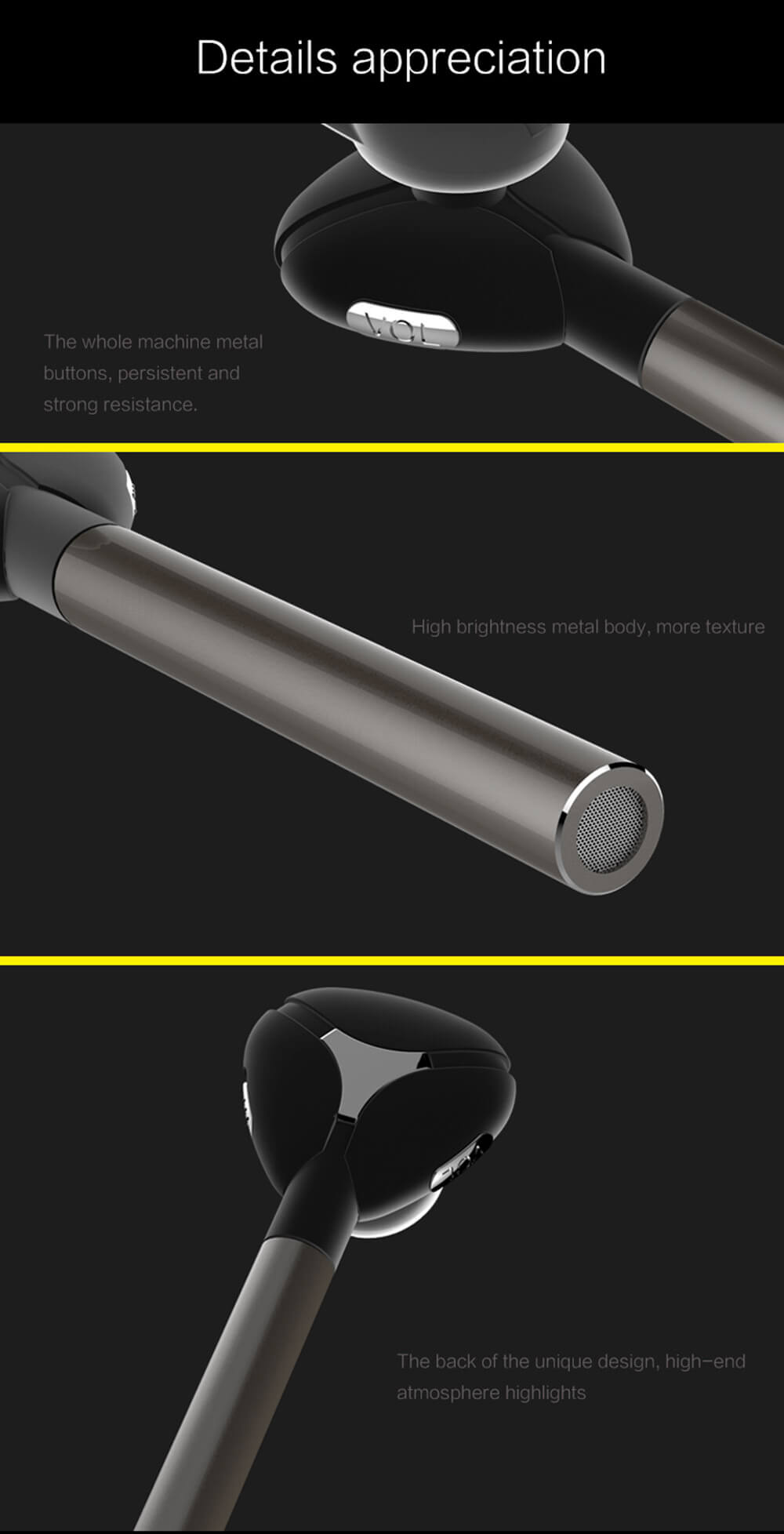 Awei A830BL Wireless Headset Bluetooth 4.1 Car Kit Wireless Stereo Handsfree Earphone - Gold