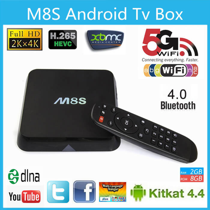 M8S 4K KODI Amlogic S812 Quad Core 2.0GHz Android 4.4 Mini TV BOX 2G/8G Dual Band 2.4G+5G WIFI BT4.0 DOLBY True HD DTS HD Bypass