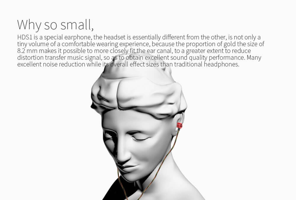 KZ HDS1 Miniature 3.5mm In-ear Earphone HIFI Wire Headphone Metal Bass Stereo Dynamic Headset with Mic - Red