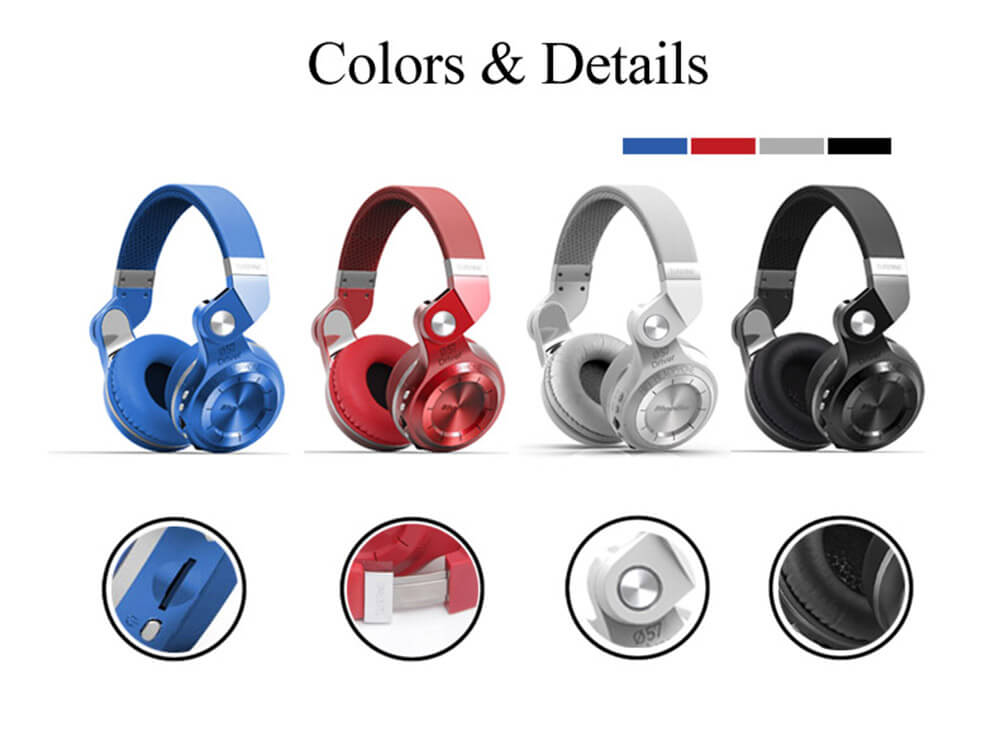 Bluedio T2+ Bluetooth4.1 Wireless Stereo Headphone TF Card FM Music Headset - Blue
