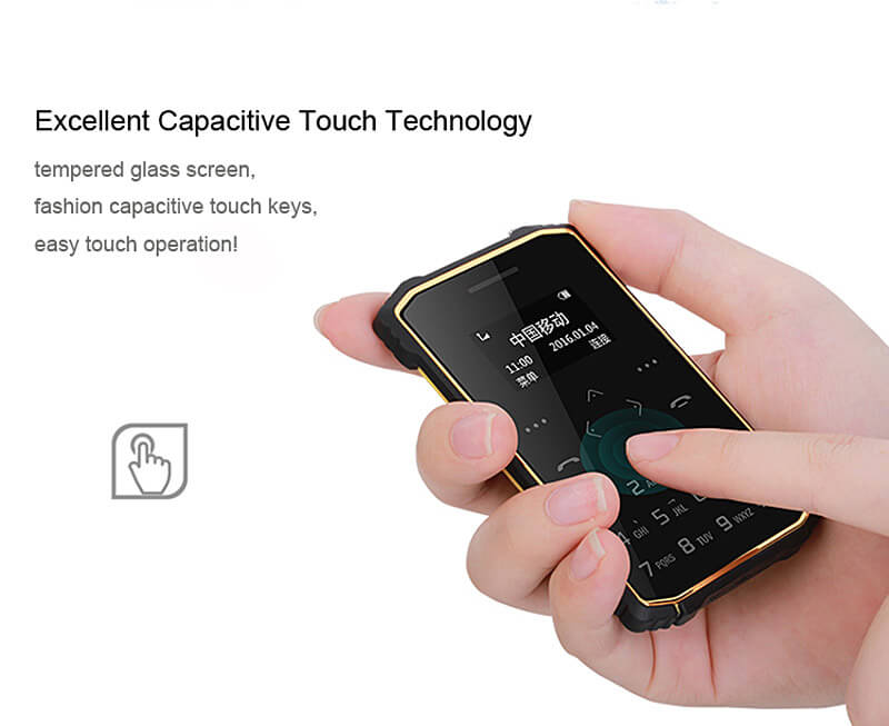 iMAN S1 PRO 7.2mm Ultra Thin 1 Inch HD MT6261D Single Core IP67 Cell Phone Mini Pocket Card Waterproof Shockproof Bluetooth Pedometer - Black