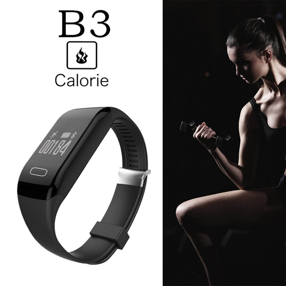 B3 Bluetooth 4.0 Smartband Pulse Heart Rate Monitor Sports Fitness Sleep Tracker Call Reminder for iOS Android - Blue