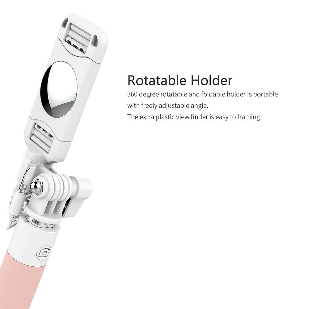 ROCK Monopod With 3.5mm Audio Cable Wire Control Selfie Stick For Smartphones - Black