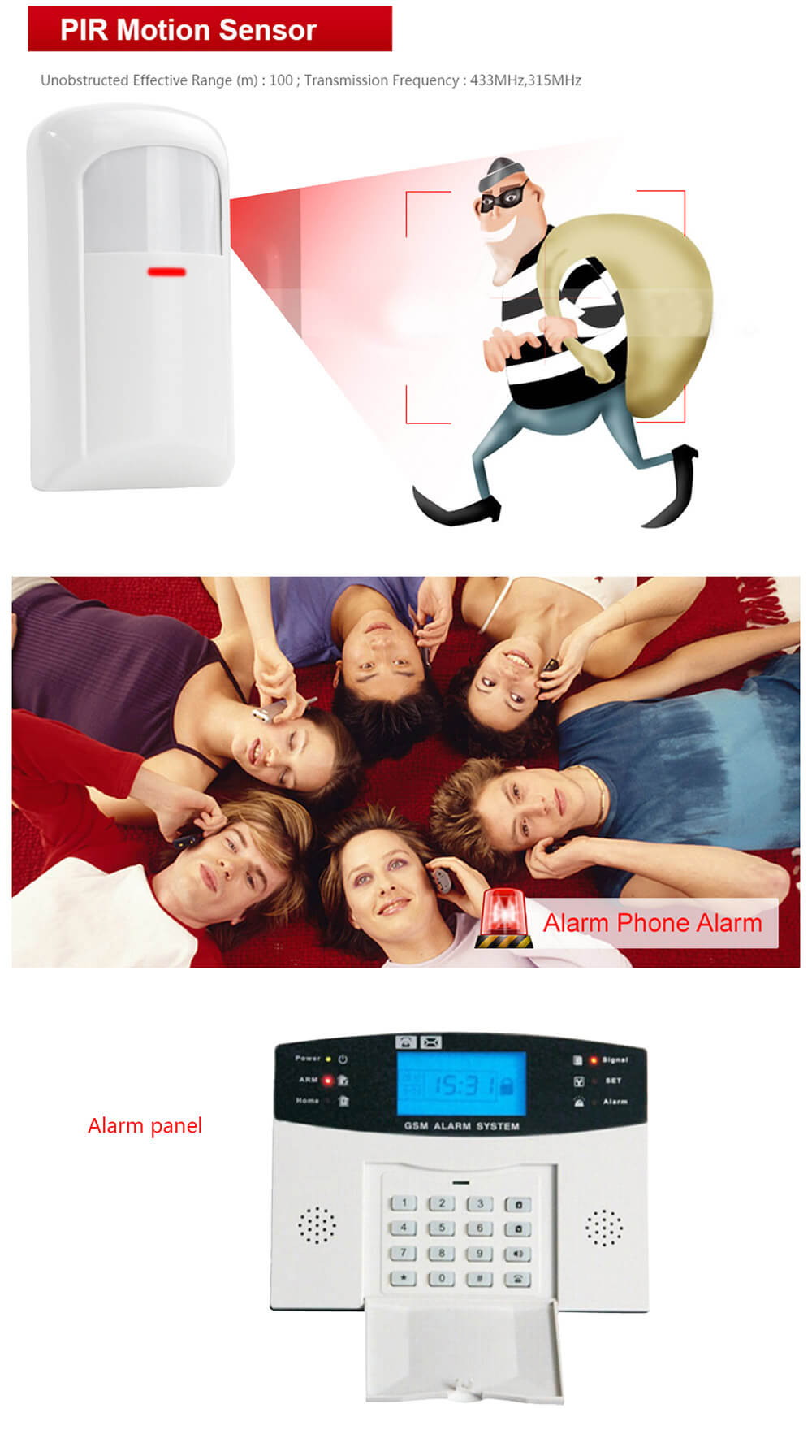 YA-500-GSM-22 LCD Wireless GSM Autodial SMS Home House Office Security Alarm System