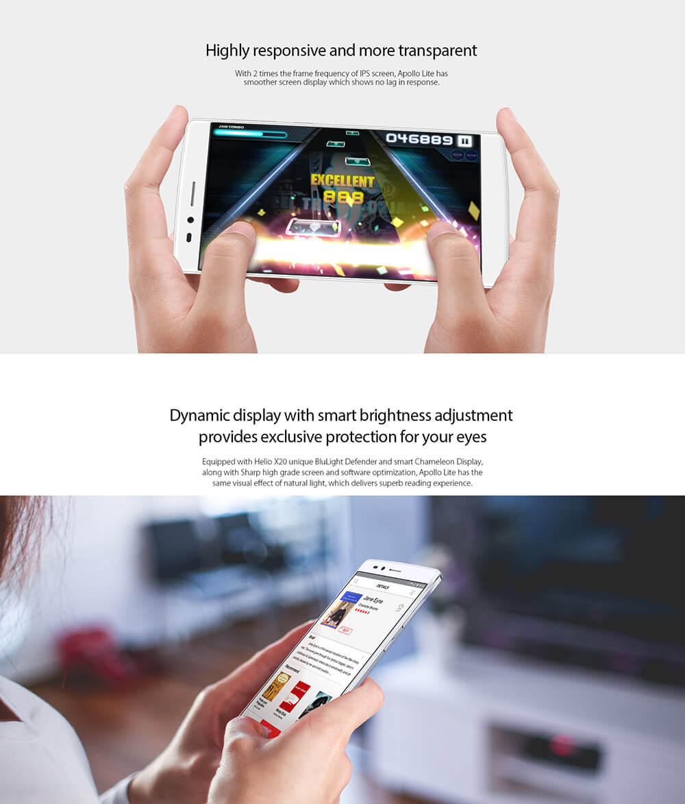 Vernee Apollo Lite 5.5-Inch Android 6.0 Helio X20 MT6797 Deca Core Smartphone 4GB+32GB 5.0MP+16.0MP Type-C Touch ID OTG Fast Charge Gyroscope - Silver