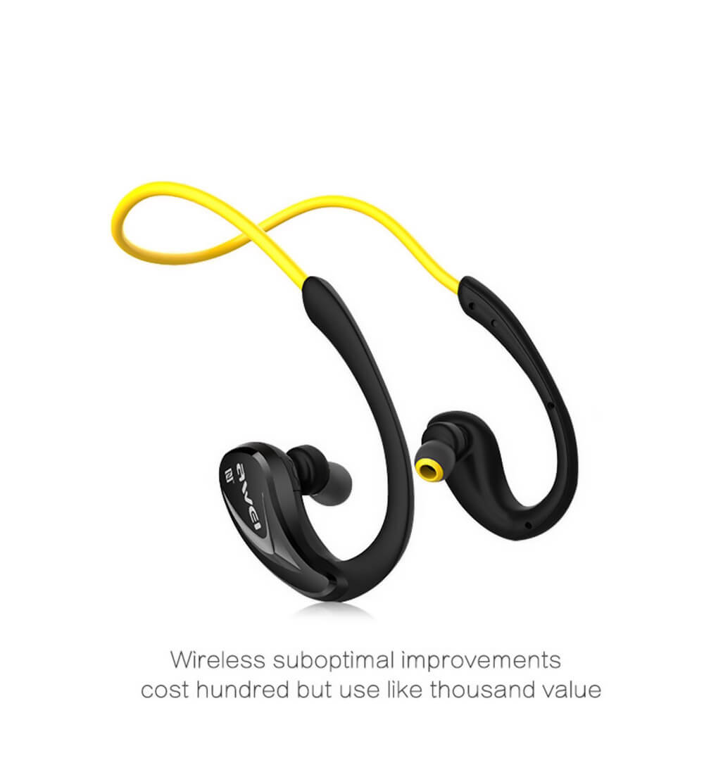 Awei A880BL Wireless Bluetooth V4.0 Headphones Sports Stereo Earphones - Yellow