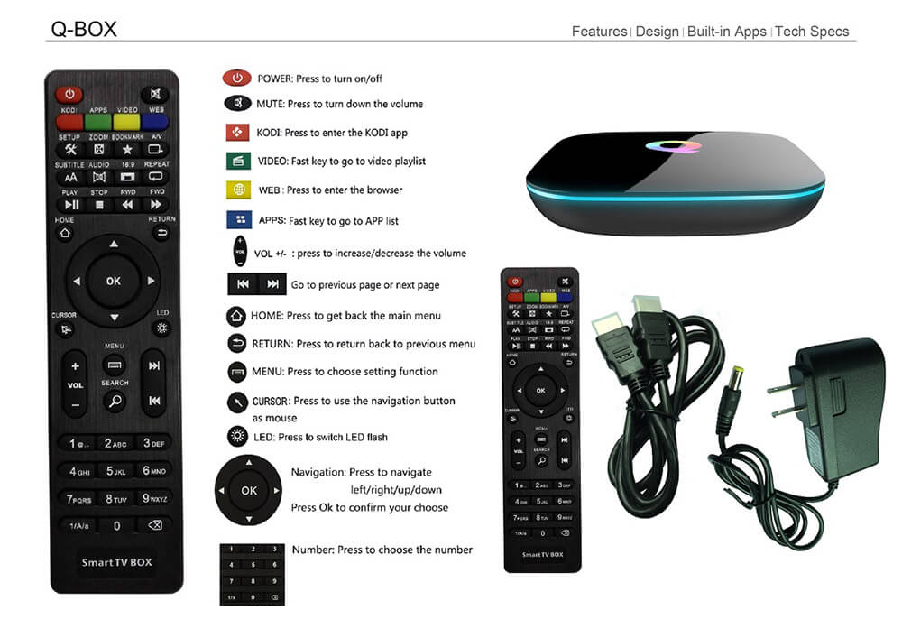Q-BOX 4K KODI Preinstalled Amlogic S905 TV Box Android 5.1 2G/8G 2.4G+5G Dual Band WIFI 1000M LAN Bluetooth4.0