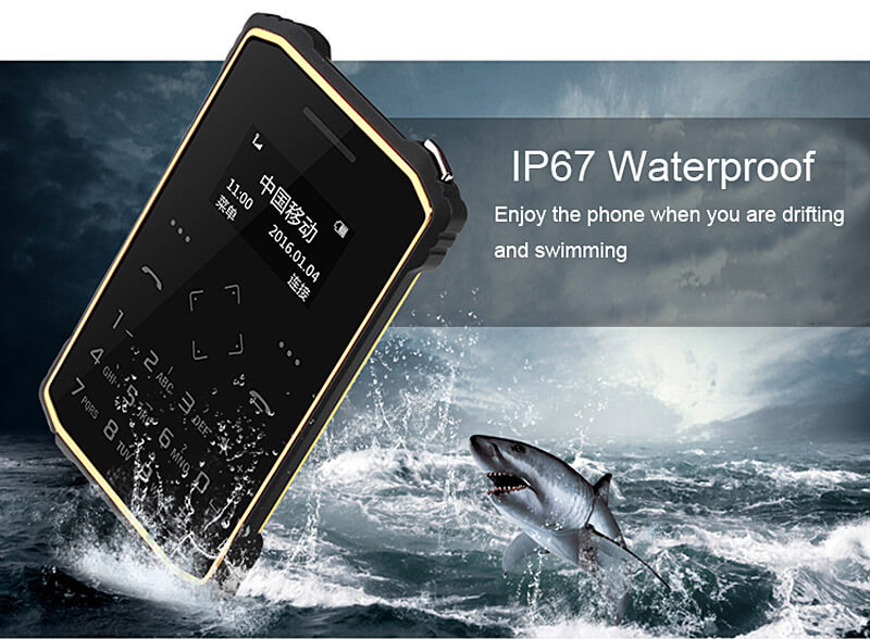 iMAN S1 PRO 7.2mm Ultra Thin 1 Inch HD MT6261D Single Core IP67 Cell Phone Mini Pocket Card Waterproof Shockproof Bluetooth Pedometer - Black