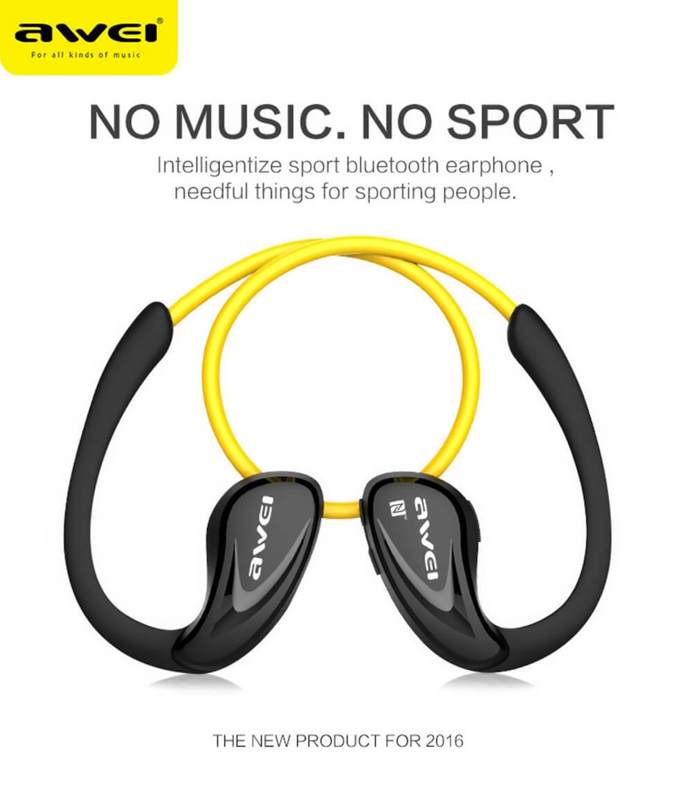 Awei A880BL Wireless Bluetooth V4.0 Headphones Sports Stereo Earphones - Yellow
